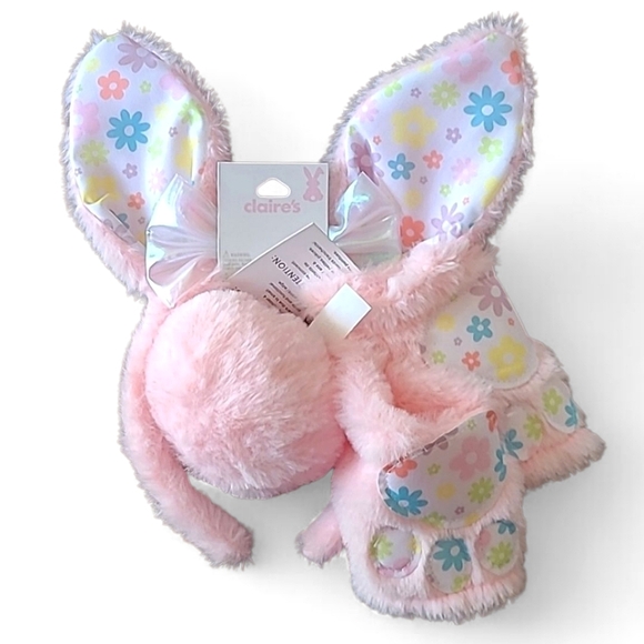 Claire's 🐰 Girl's 3 Piece Fuzzy Bunny Ears Paws & Tail Spring Easter Set! - Picture 1 of 8